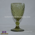 Large green wine glass with engraved pattern